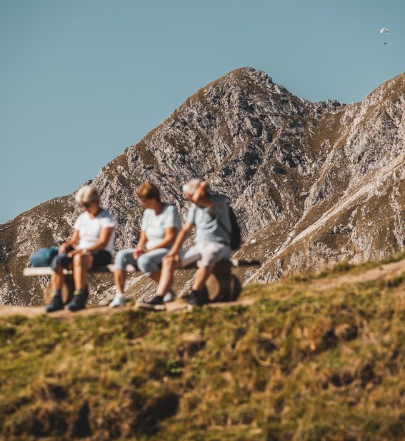 Freunde entspannen in den Bergen