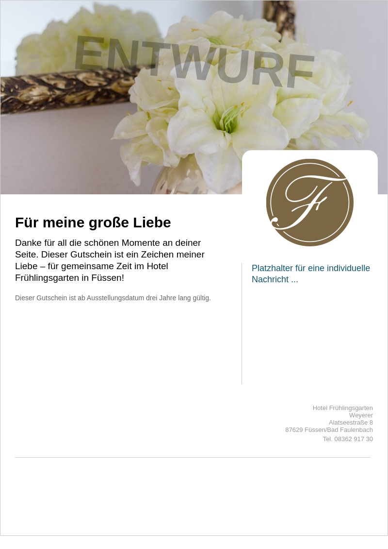 Gutscheinvorlage: Hochzeitstag