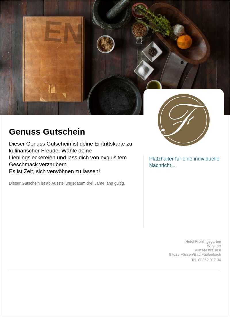 Gutscheinvorlage: Restaurant-Gutschein