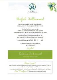 Speisekarte Gasthaus Hotel Kienle