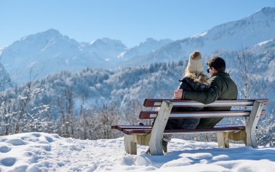 Pause mit traumhafter Aussicht auf die Allgäuer Alpen