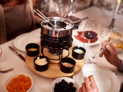 Käsefondue im Weinkeller