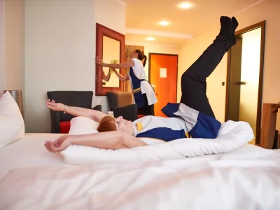 Bei der vielen anstregenden Arbeit darf auch mal kurz entspannt werden. Im Hotel Mohren arbeiten viele Mitarbeiter schon mehrere Jahrzehnte lang.