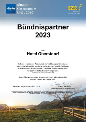 Urkunde 2023 Klimabündnis Allgäu