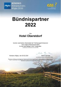 Urkunde 2022 Klimabündnis Allgäu Reduktion