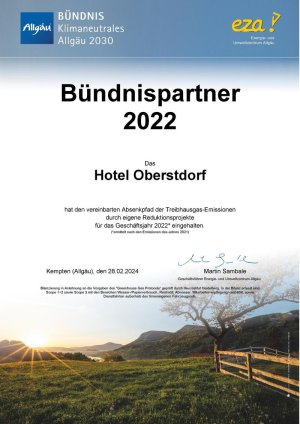 Urkunde 2022 Klimabündnis Allgäu Reduktion