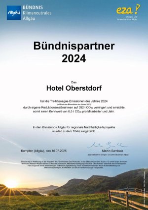Urkunde Bündnis Hotel Obersdorf