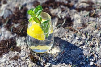 Wasser mit Zitrone und Minze