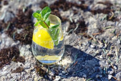 Wasser mit Zitrone und Minze