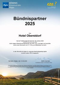 Urkunde Bündnis Hotel Obersdorf 2025 Urkunde Bündnis Hotel Obersdorf 2025