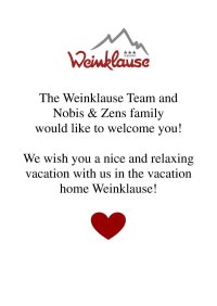 Gästemappe Ferienhaus Weinklause Englisch/ Guest Folder in English