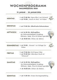 WOCHENPROGRAMM 19 Januar - 25 Januar 2026