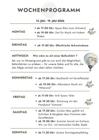 Wochenprogramm 13.07 - 19.07.26