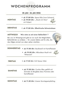 Wochenprogramm 20.07.-26.07.2026