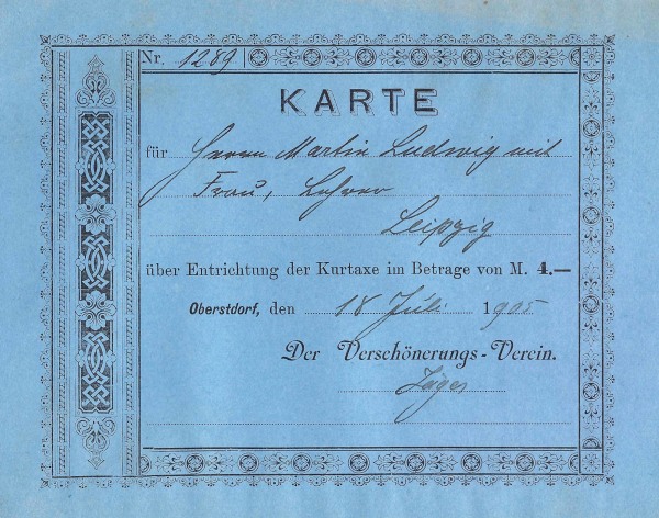 Gästekarte 1905