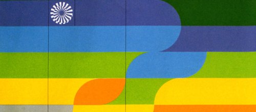 Otl Aicher,Fackellauf, Farblithographie auf Papier, 1972