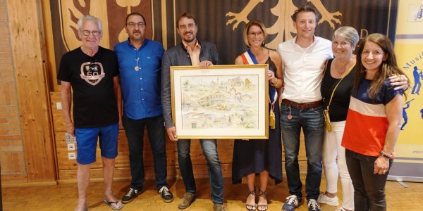 Partnerschaftsgruppen Isny Gravenchon mit Aquarell