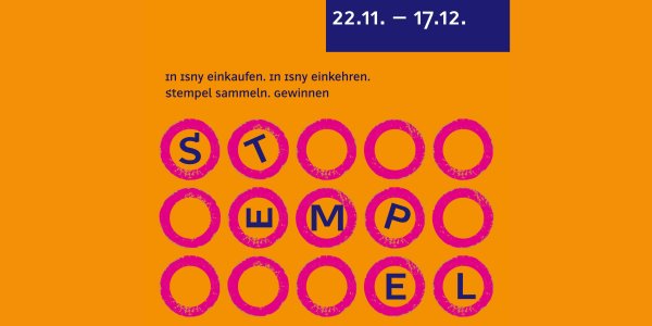 Grafik zur Aktion Isnyer Treuepass 2025 Stempel sammeln beim Einkaufen und Einkehr im Advent in Isny