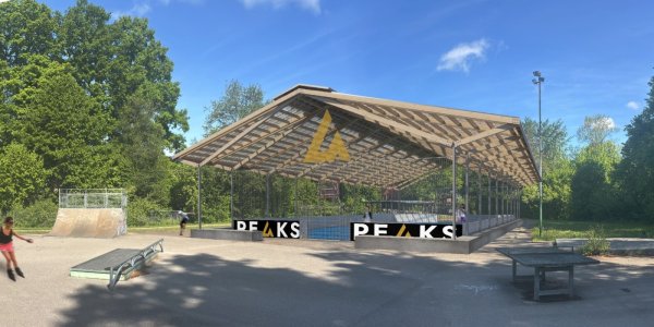 So soll die Freiluftsporthalle am Schulzentrum aussehen. Fotomontage: Projektgruppe