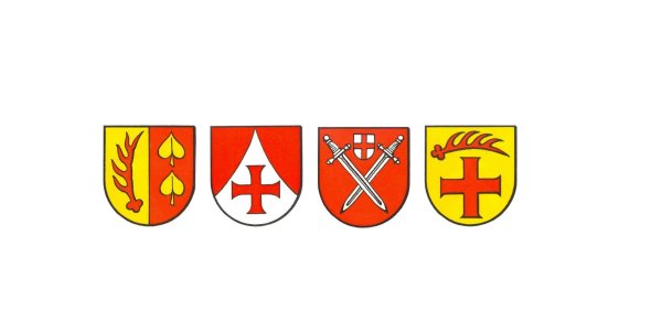 Wappen der vier Ortschaften der Stadt Isny im Allgäu