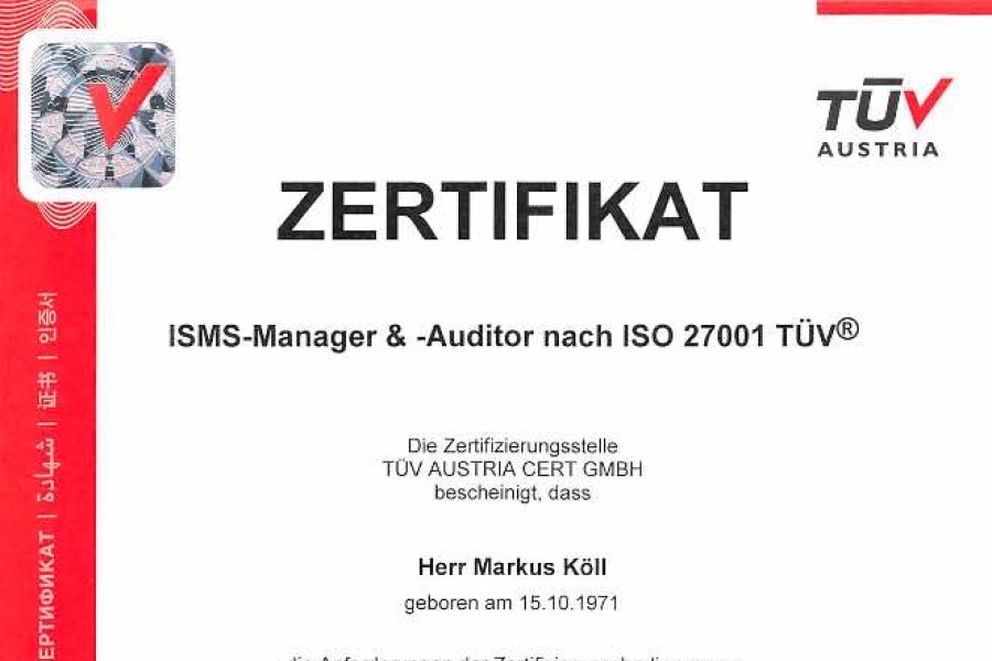 ISMS-Manager &-Auditor nach ISO 27001 TÜV