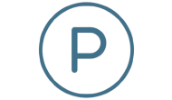 Parkplatz Zeichen in blauer Farbe auf weißem Hintergrund Ein Zeichen zeigt einen Parkplatz an. Es ist kreisförmig und hat das Symbol eines großen Buchstabens P in der Mitte.