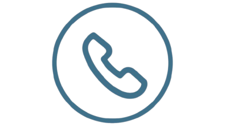 Ein Symbol zeigt ein Telefon in einem runden Rahmen. Dies wird oft für Kommunikationszwecke genutzt.