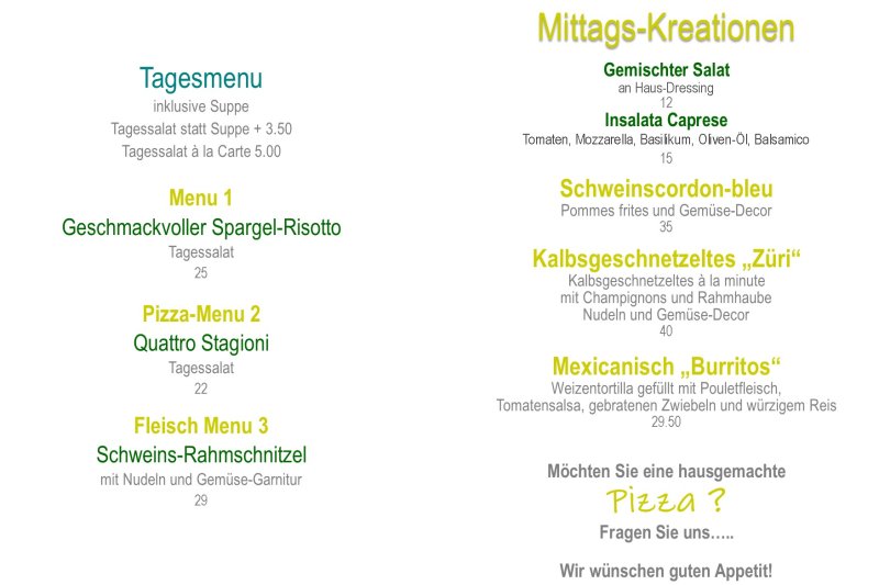 Tagesmenu 2 - 6. Juni 2025  2