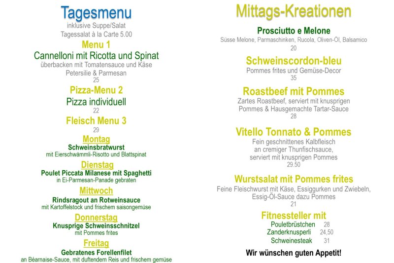 Tagesmenu 14.07 - 18.07