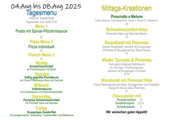 Tagesmenu 04.08. - 08.08.2025