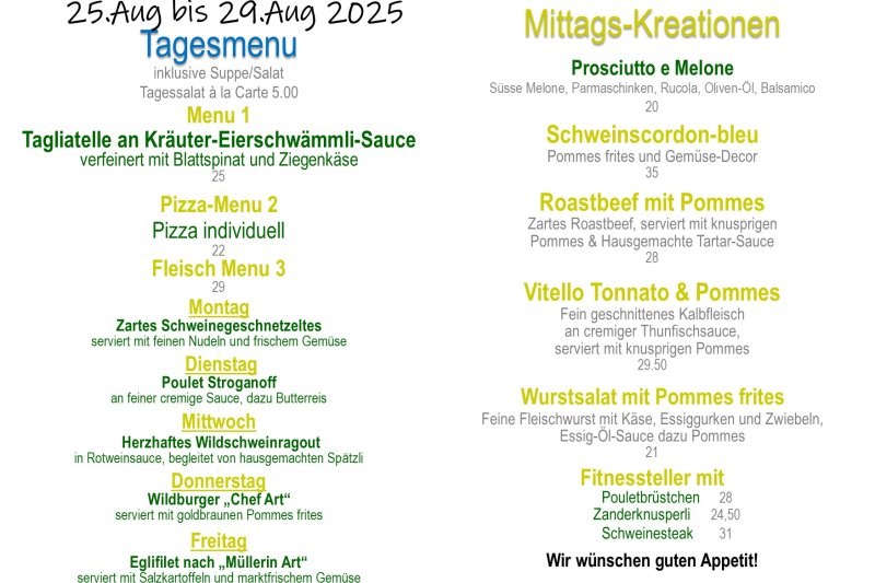 Tagesmenu 25.08-29.08.2025