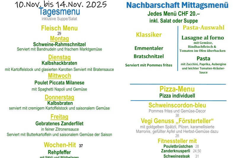 Tagesmenu 10.11. - 14.11.2025