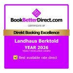 Das Zertifikat zeigt die Auszeichnung für das Landhaus Berktold für direktes Buchen mit dem besten Preis.