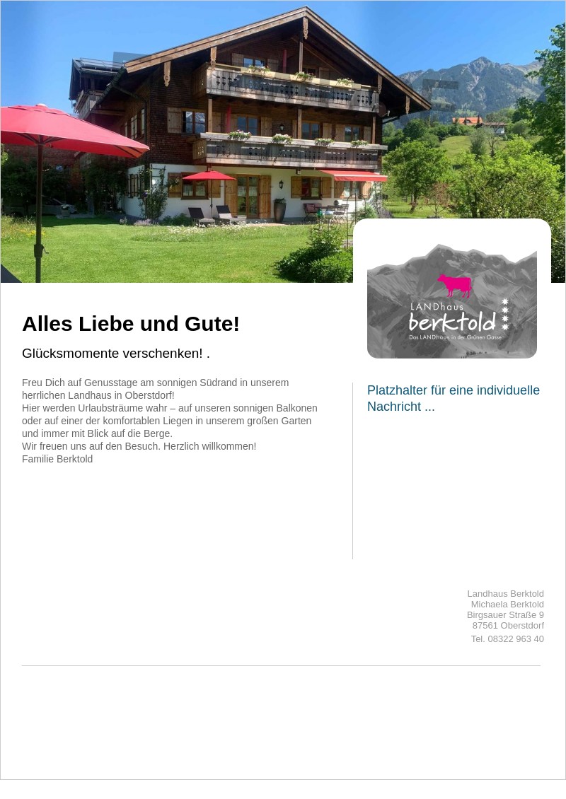 Gutscheinvorlage: Sommer Gutschein Landhaus Berktold
