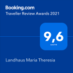Das Landhaus Maria Theresia hat eine Bewertung von 9,6 von 10 auf Booking.com erhalten im Jahr 2021.