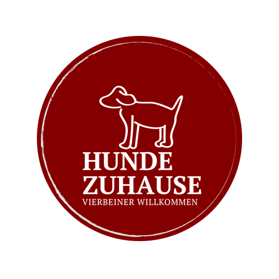 Das Zeichen zeigt, dass Hunde in diesem Zuhause erlaubt sind. Es ist rot und hat ein Hundebild darauf.