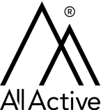Das Logo von AllActive zeigt zwei scharfe, schwarze Linien in aufsteigender Form.
