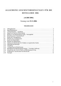 ALLGEMEINE GESCHÄFTSBEDINGUNGEN FÜR DIE HOTELLERIE
