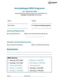MMC-Anmeldebogen von Juli bis September 2025