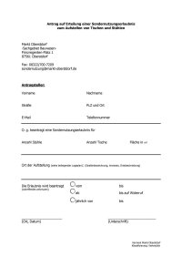 Antrag auf Erteilung einer Sondernutzungserlaubnis zum Aufstellen von Tischen und Stühlen
