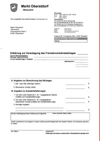 Fremdenverkehrsbeitrag Erklärungsformular