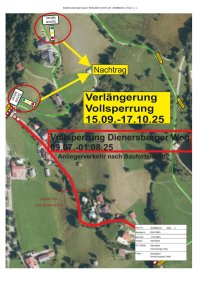 Vollsperrung Dienersberger Weg bis 1710