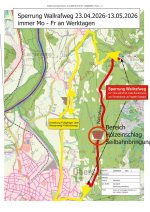 Sperrung Wallrafweg 23.04.-13.05.2026 an Werktagen
