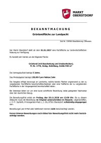 Bekanntmachung Landpacht zum 01.01.2027