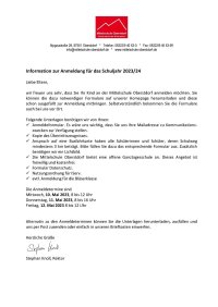 Infobrief Anmeldung neue Schüler 2023