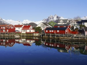 Lofoten, Häuser, Svolvær Skitour Norwegen