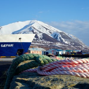 Hafenszene Dalvik, rotes tau