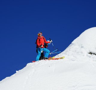 Skitouren in St. Antönien, Abfahrt von der Rotspitze