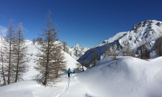 Skitour im Valle Maira, im Aufstieg zm Bodoira