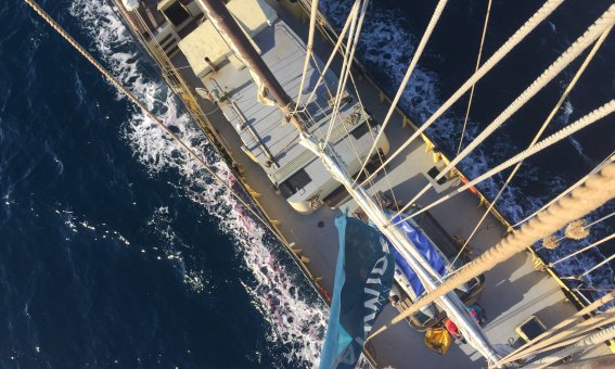 Segelschiff aus der Sicht im Mastkorb